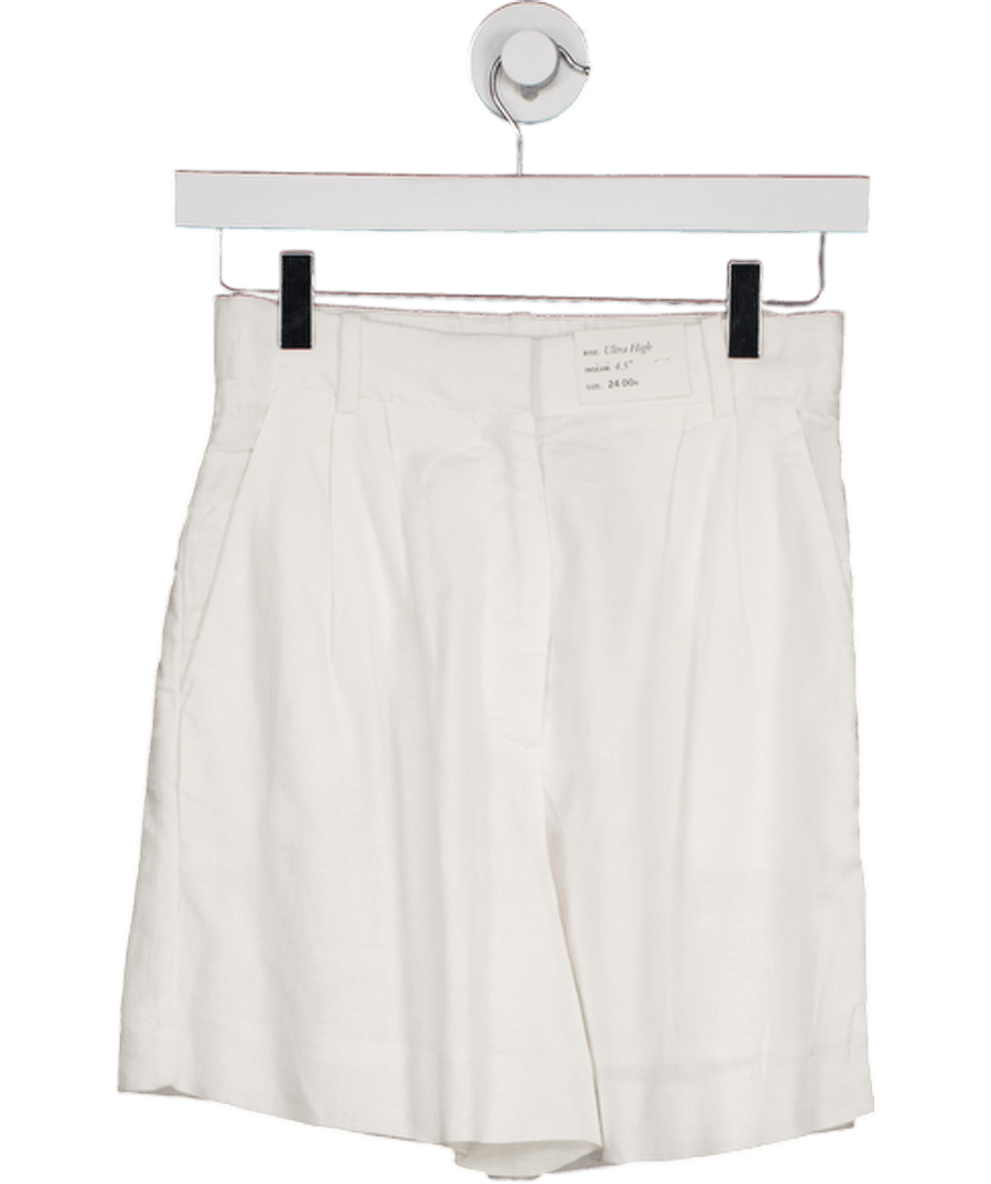 Abercrombie & Fitch White Sloane Tailored Linen - blend High Waist Shorts 4.5" W24 - Reliked