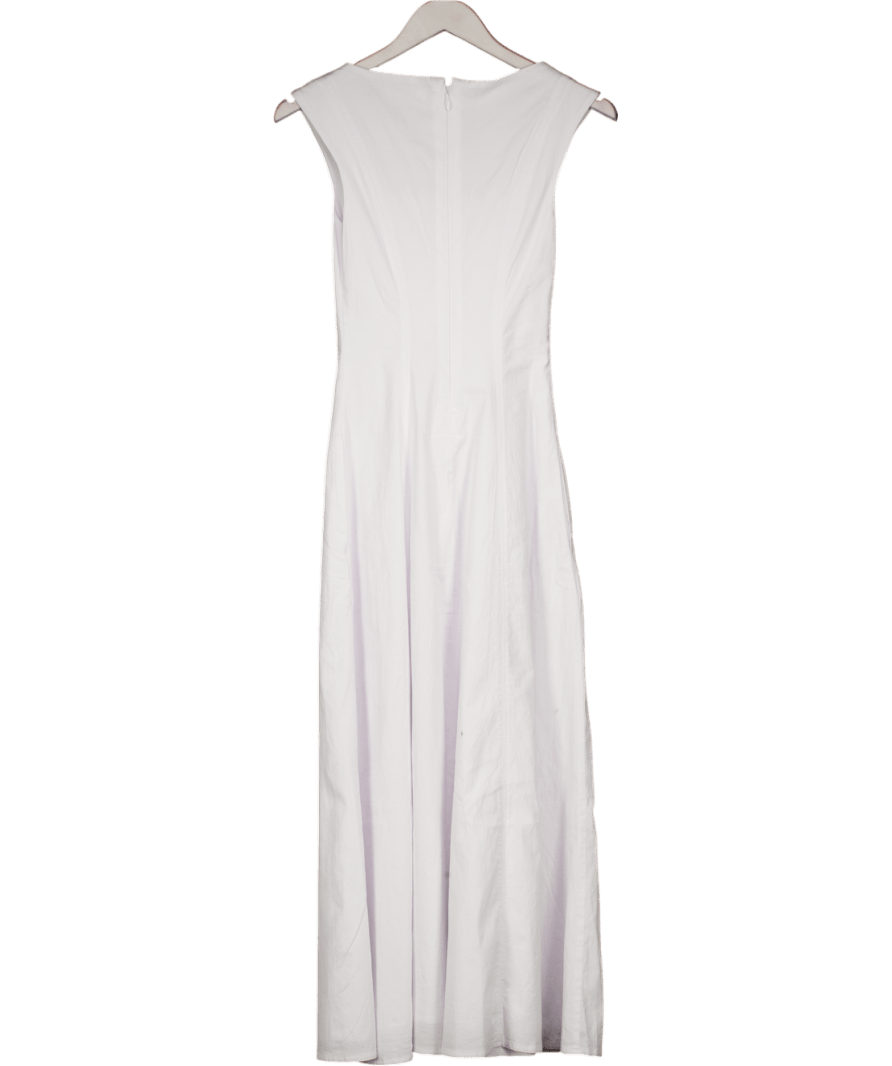 Abercrombie & Fitch White Square Neck Lined Cotton Fit & Flare Midi Dress UK XXS - Reliked