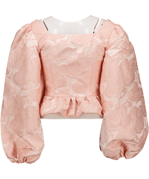 ab'itu world Pink Silk Blend Jacquard Ballon Sleeve Blouse UK M - Reliked