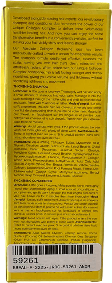 absolute Collagen Complex Hair Thickening Shampoo & Conditioner Duo X2 50ml - Reliked