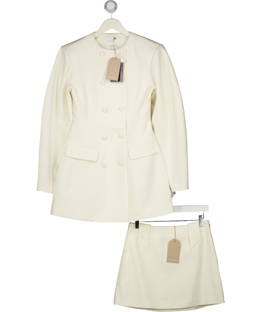 MESHKI Cream Balloon Sleeve Blazer Mini Dress UK XS
