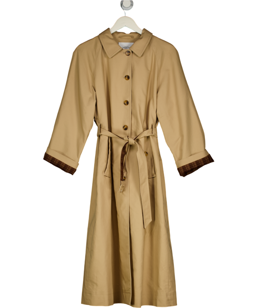 FABRIQUE X Sang-hee Chun Beige Barga Single Breasted Long Trench Coat In Cotton UK S