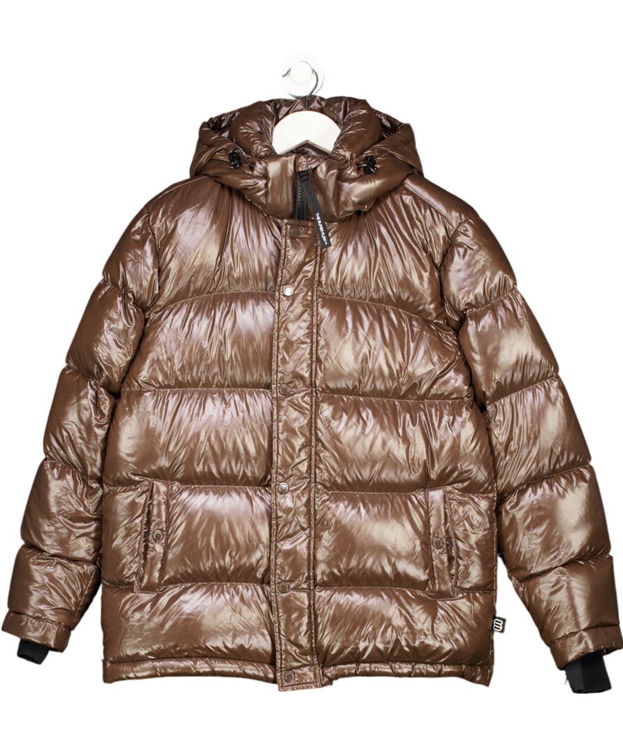 ARITZIA LTD.EDITION Rich Brown 'the Super Puff' Water & Wind repellent Hooded Puffer Coat UK S