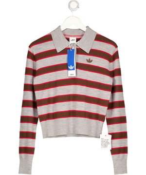 ADIDAS Grey X Asos Wool Striped Knit Jumper UK S