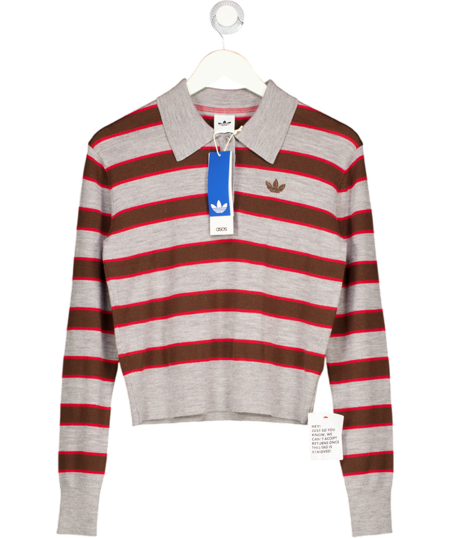 ADIDAS Grey X Asos Wool Striped Knit Jumper UK S