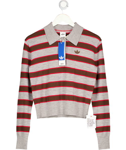 ADIDAS Grey X Asos Wool Striped Knit Jumper UK S