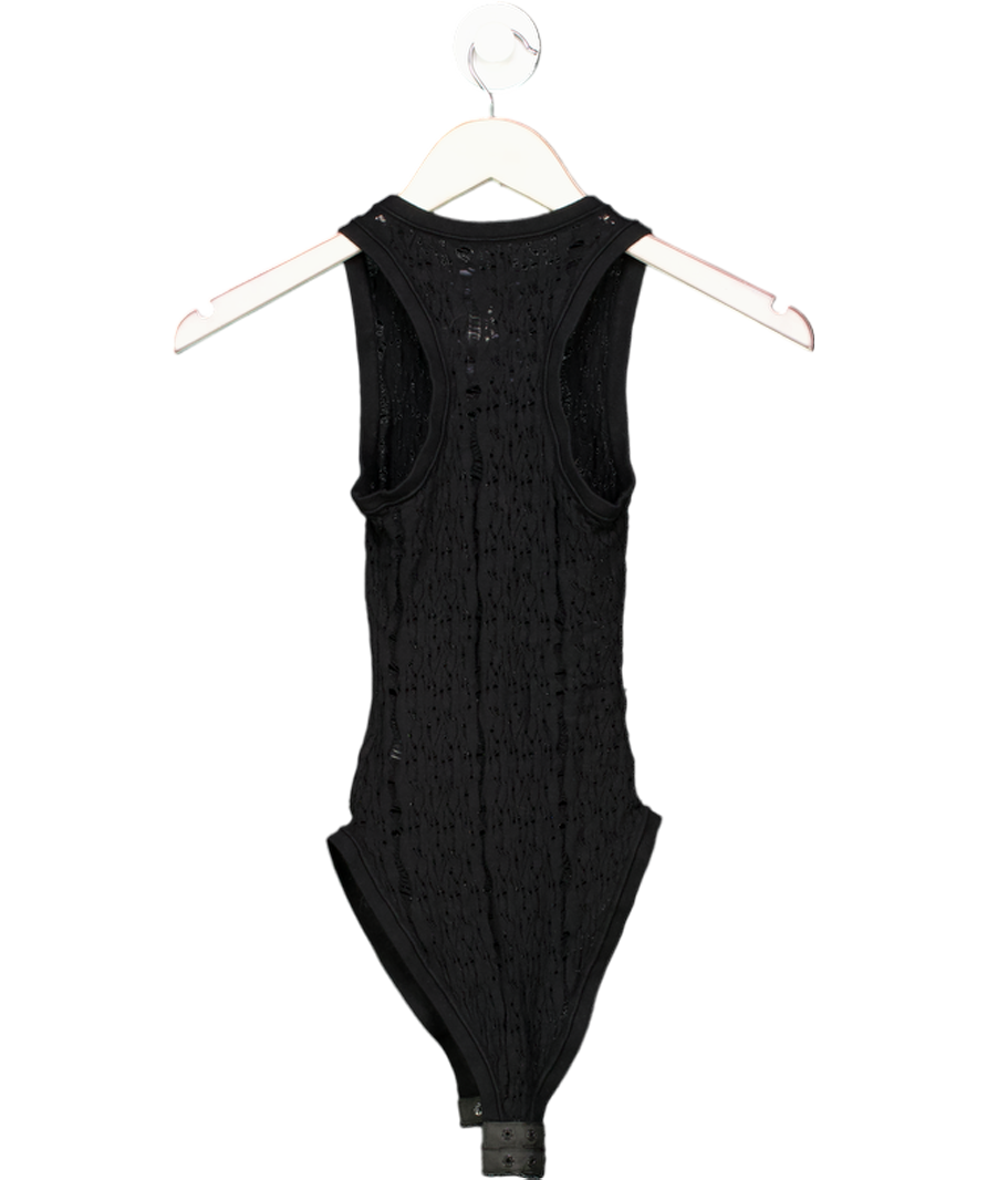 REISS Francesca Atelier Lace-knit High-neck Bodysuit In Black UK XS