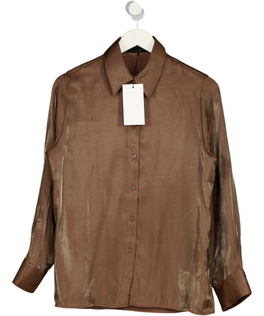 ZARA Brown Shimmer Long Sleeve Shirt UK S