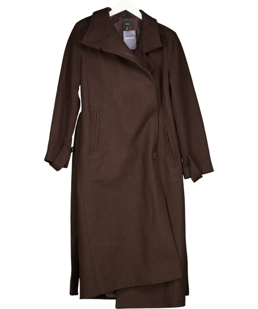Next Brown Formal Funnel Neck Coat UK 12