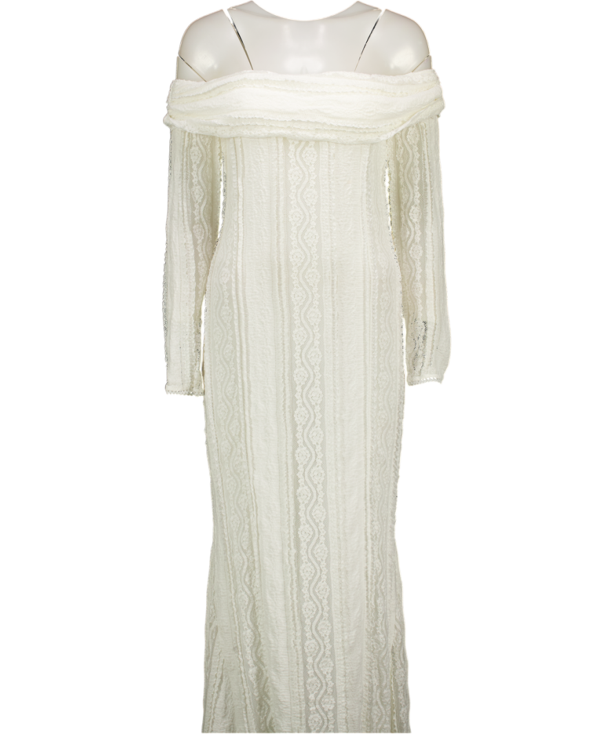 Charo Ruiz Ibiza White Souley Long Off The Shoulder Dress UK M