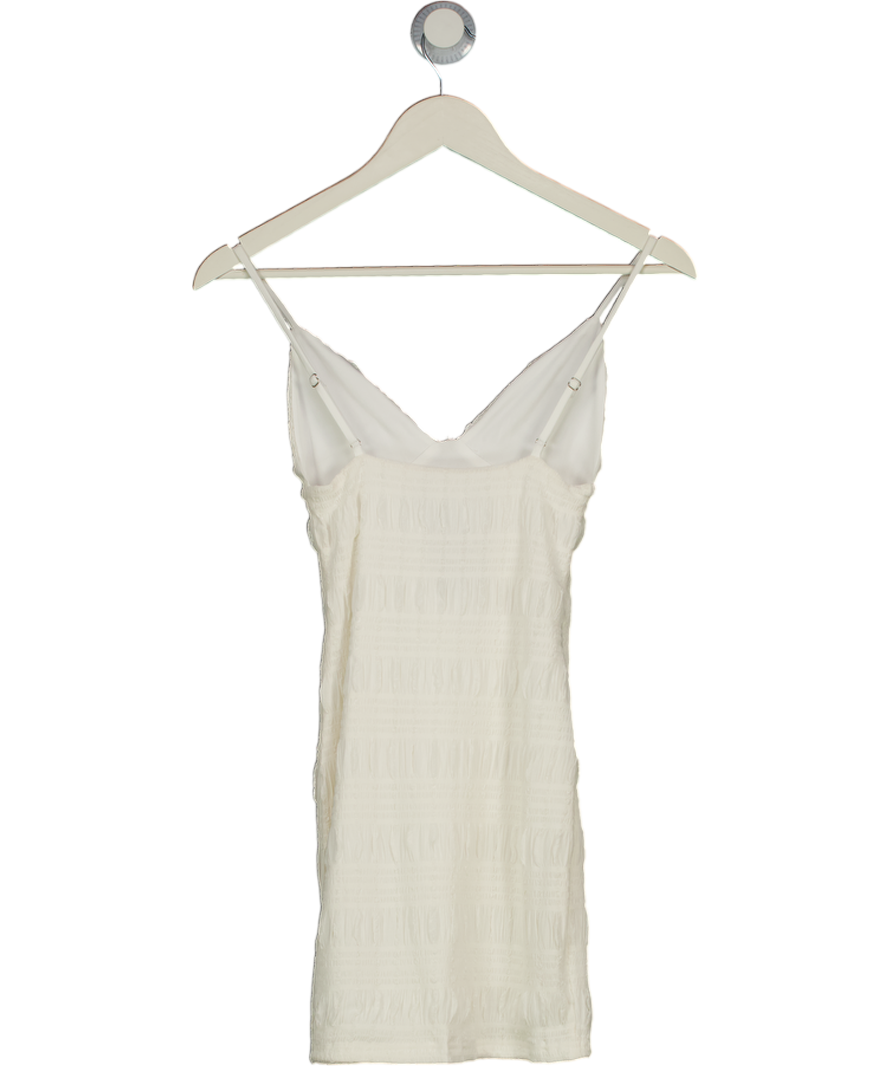 WHITE FOX White Textured Mini Dress UK XS