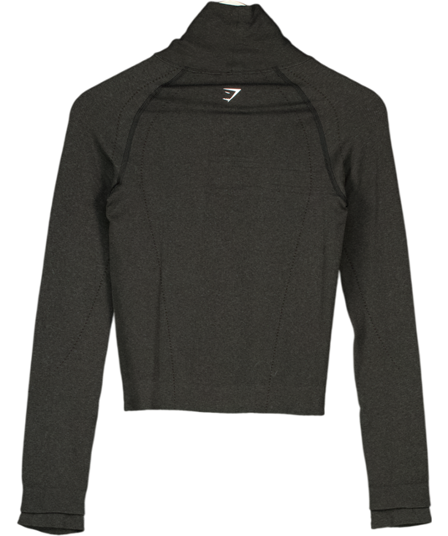 GYMSHARK Grey High Neck Warm Long Sleeve Top UK S
