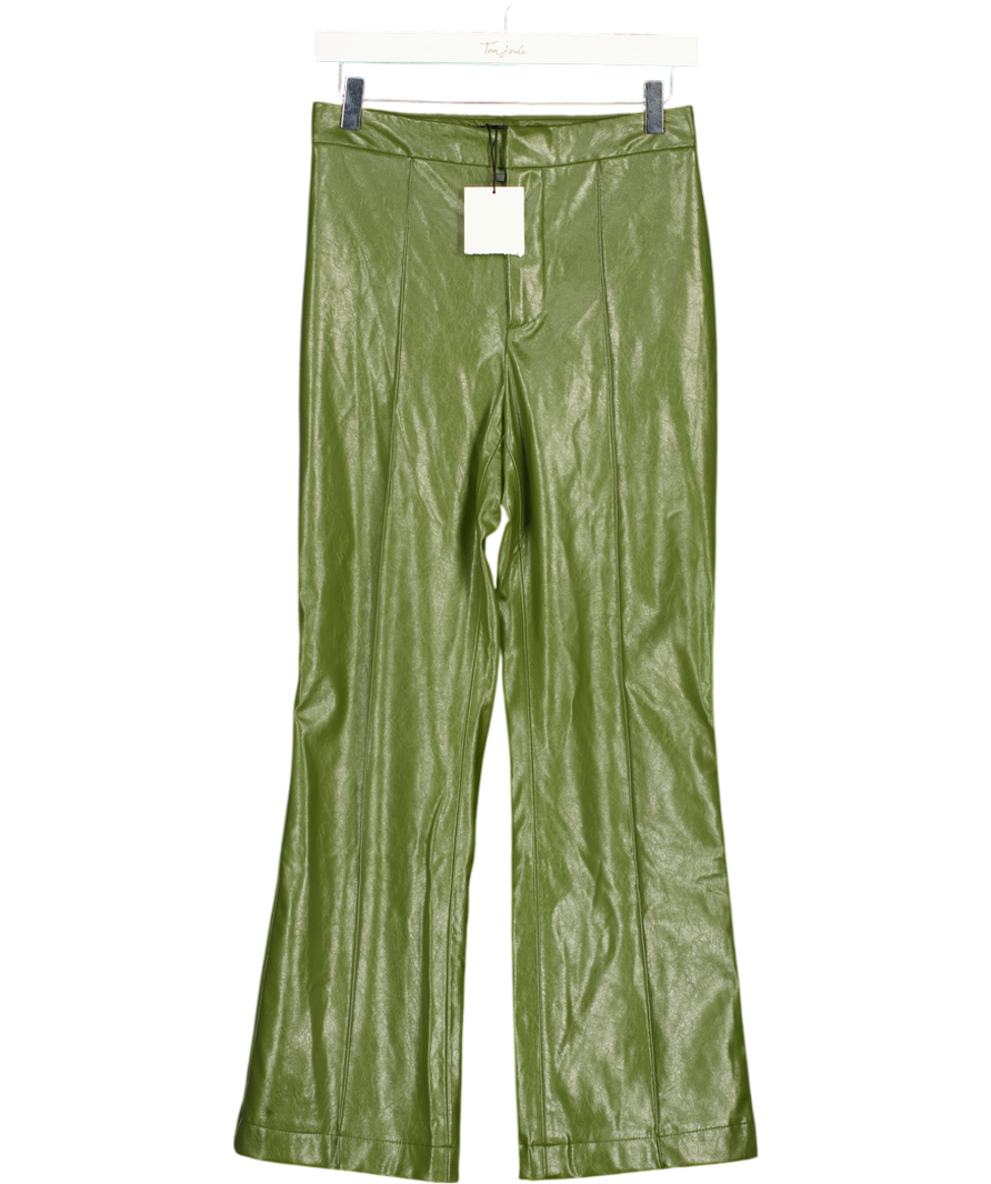 ZARA Green Faux Leather Trousers UK S