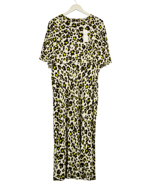 M&S Collection Cream /  Yellow Leopard Print Midaxi Tea Dress UK 22
