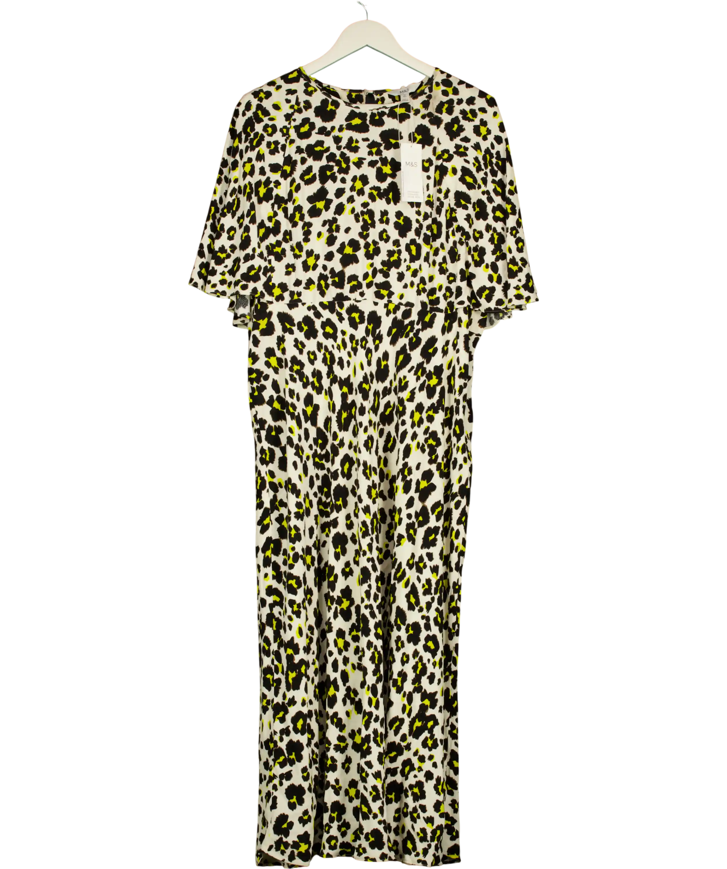 M&S Collection Cream /  Yellow Leopard Print Midaxi Tea Dress UK 22
