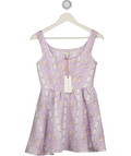 LOVESHACKFANCY Purple Square Neck Floral Mini Zane Dress Sz00 UK XXS
