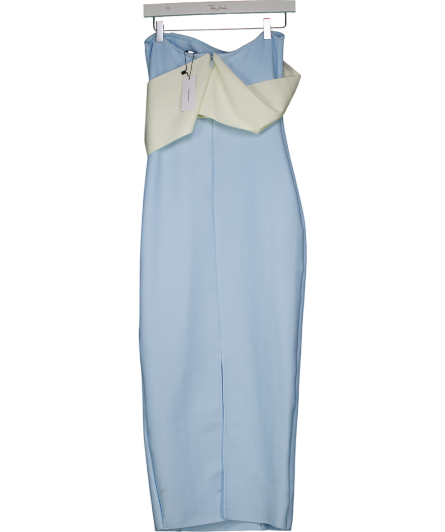 Karen Millen Blue Figure Form Bandage Asymmetric Strap Knit Midi Dress UK M