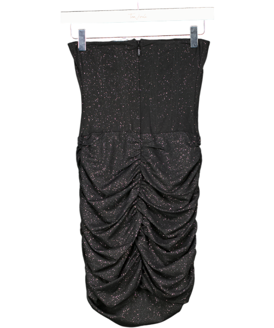 White Fox Out In The Wild Strapless Mini Dress Black Glitter UK S
