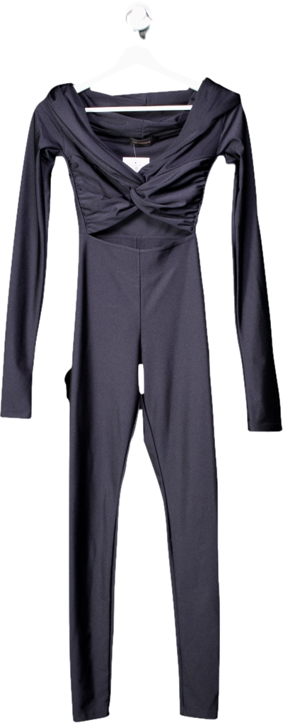 The Andamane Black Kendall Shiny Stretch Lycra Jumpsuit UK XS