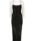 HELLOMOLLY Black Sequin Maxi Dress UK XS