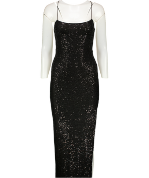 HELLOMOLLY Black Sequin Maxi Dress UK XS
