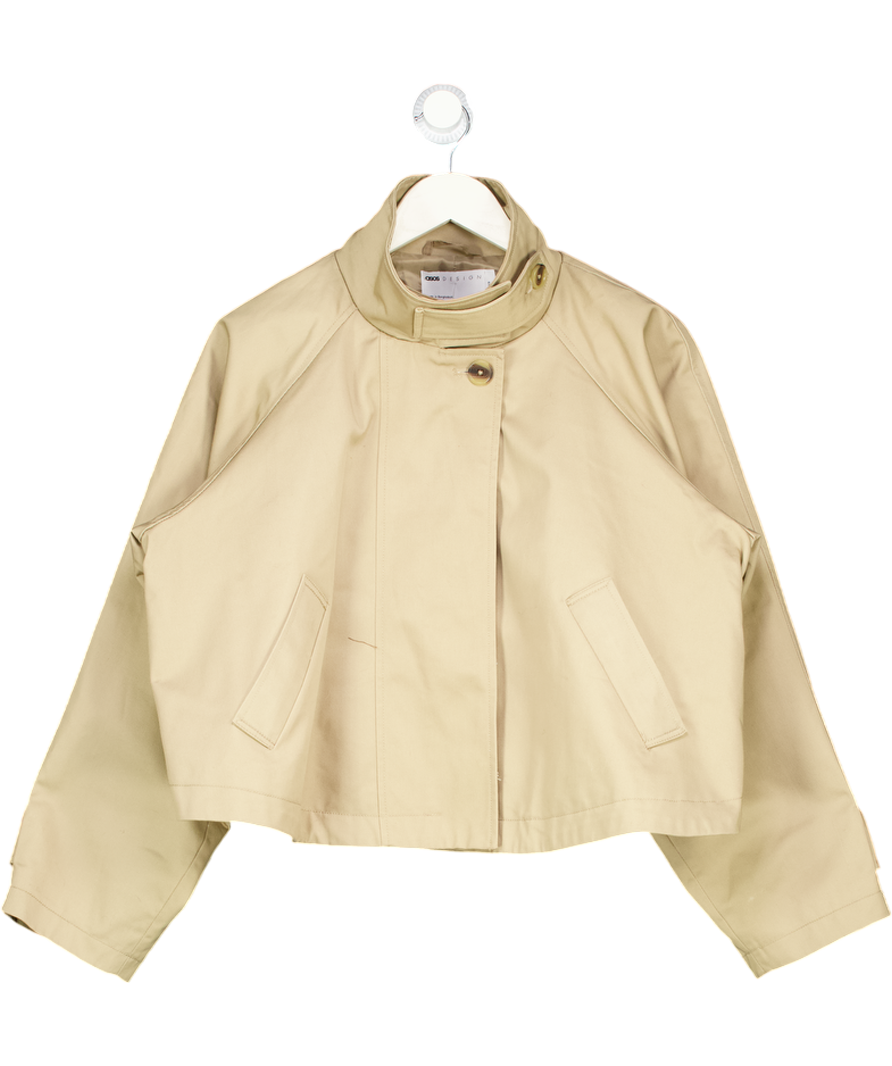 ASOS Beige Cropped Funnel Neck Trench Jacket UK XS