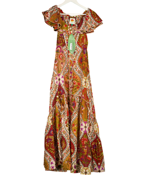 FARM RIO Multicoloured Multicolor Romantic Nature Off-shoulder Maxi Dress UK S