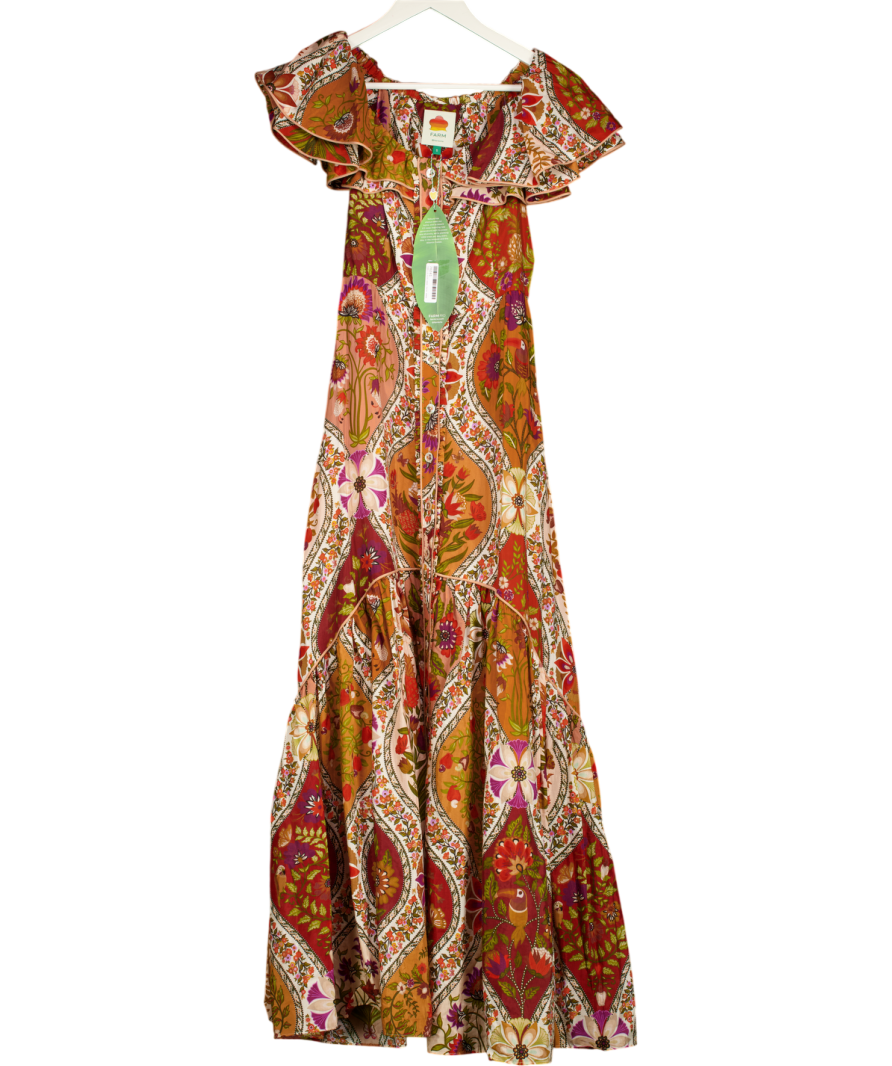 FARM RIO Multicoloured Multicolor Romantic Nature Off-shoulder Maxi Dress UK S