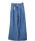 Karen Millen Blue Tailored Chambray Denim Wide Leg Pleated Trousers UK 10