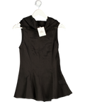 H&M Black Ramie-blend Peplum Top UK XS