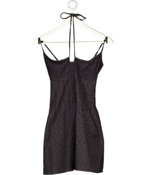 WHITE FOX Black Cotton Broderie Mini Dress UK XS