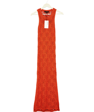 ZARA Orange Cotton Blend Crochet Knit Midi Dress UK S