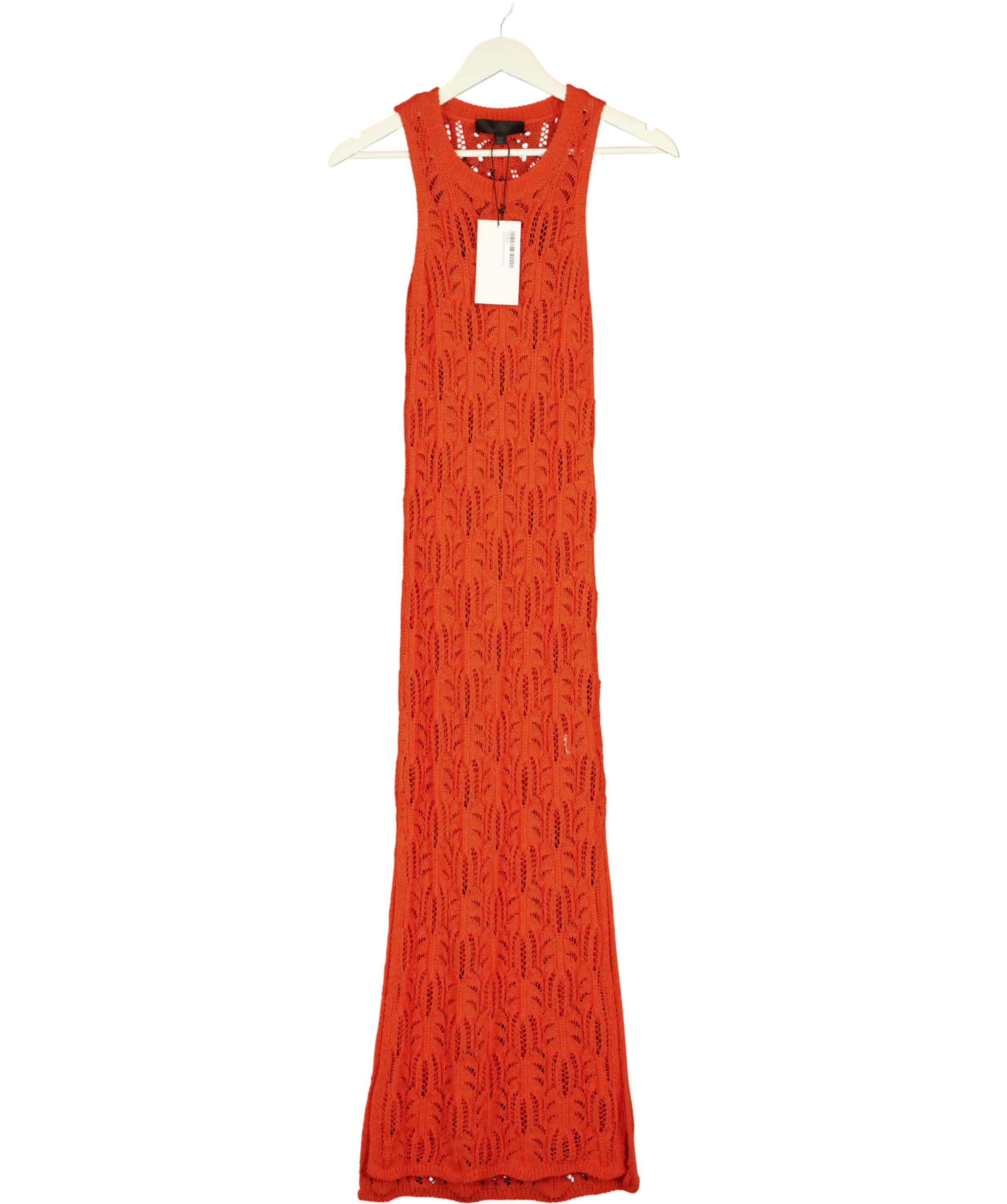 ZARA Orange Cotton Blend Crochet Knit Midi Dress UK S