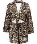 Accessorize Brown 2 - piece Leopard Tie - front Shirt And Shorts Set UK M - Reliked