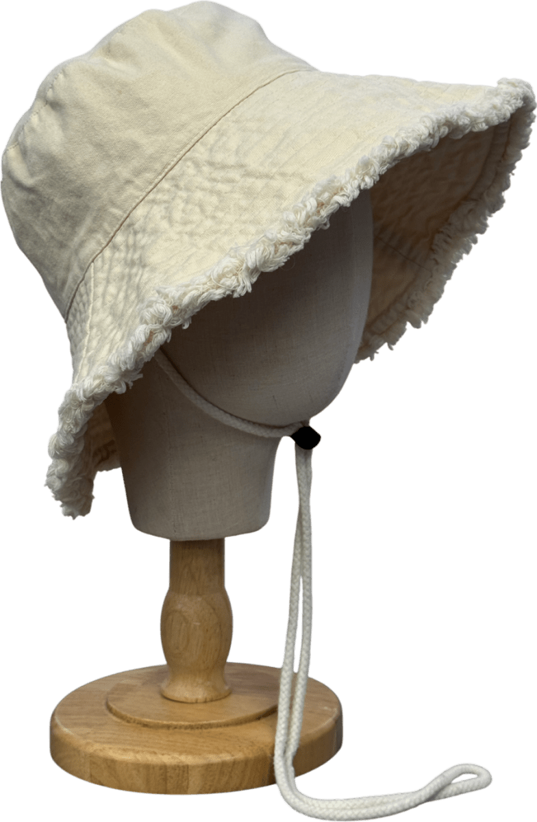Accessorize Cream Cotton Bucket Hat With Chin Strap One Size - Reliked
