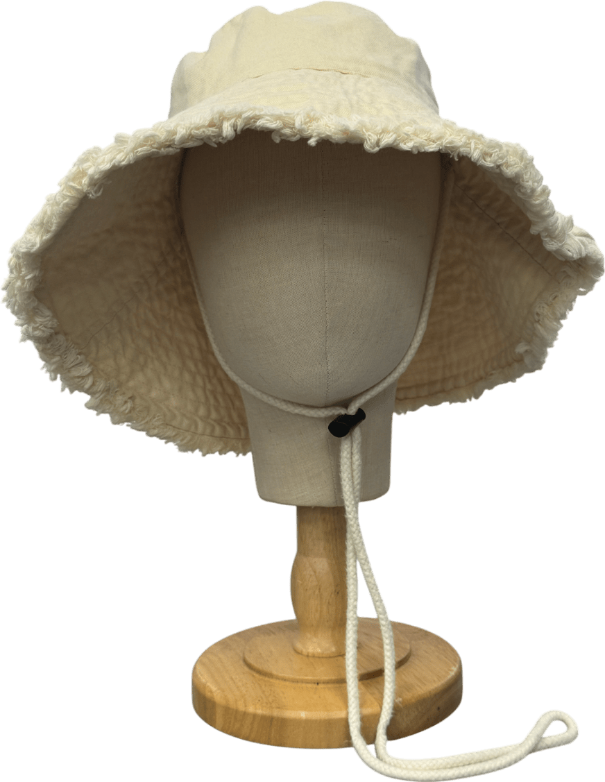 Accessorize Cream Cotton Bucket Hat With Chin Strap One Size - Reliked