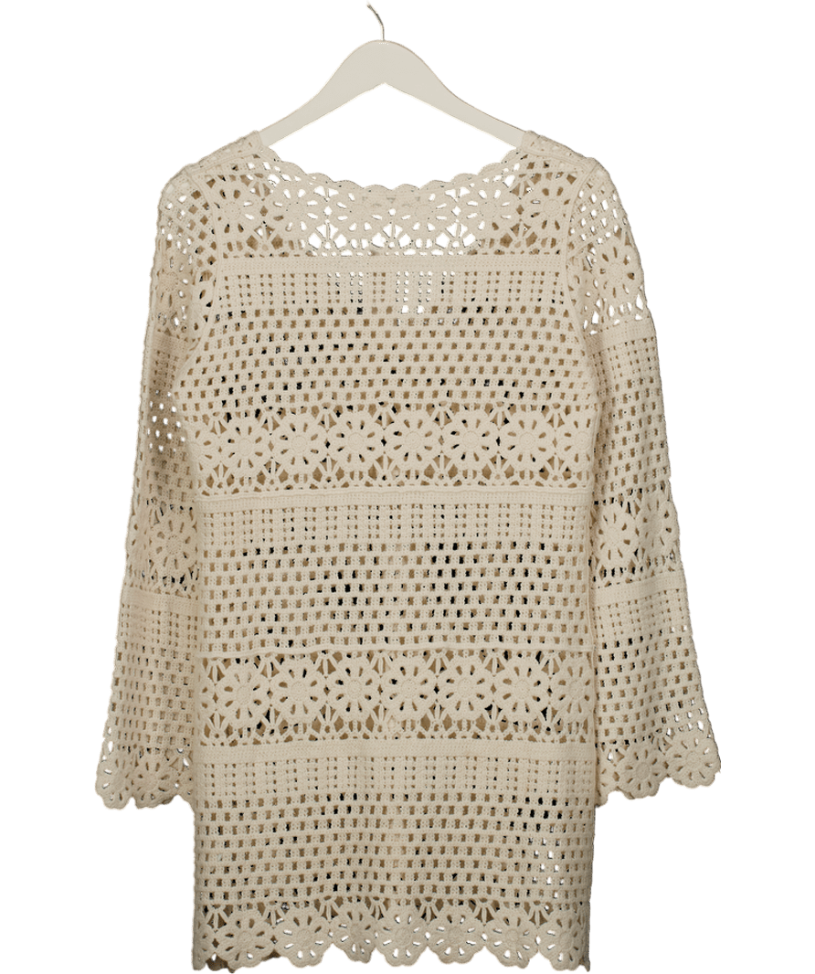 Accessorize Cream Crochet Long Sleeve Cover Up UK S - Reliked