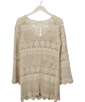 Accessorize Cream Crochet Long Sleeve Cover Up UK S - Reliked