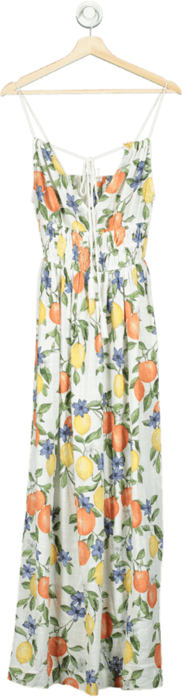 Accessorize Lemons And Oranges Strappy Sundress - White Uk 8 - 10 UK S - Reliked
