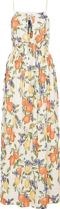 Accessorize Lemons And Oranges Strappy Sundress - White Uk 8 - 10 UK S - Reliked