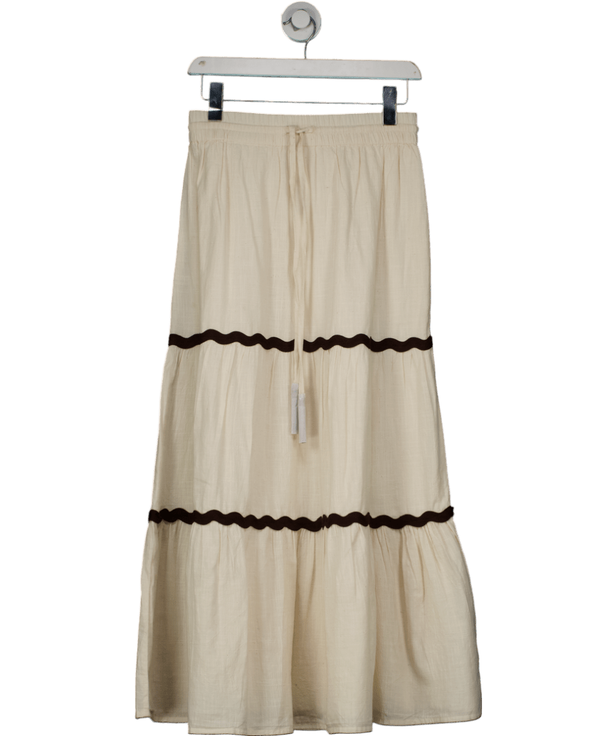 Accessorize White Ric Rac Tiered Maxi Skirt UK S - Reliked