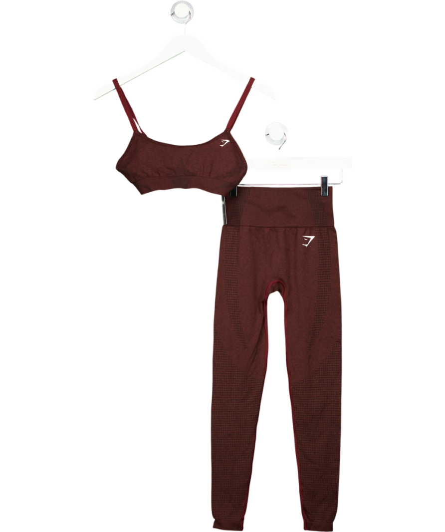 gymshark Red Burgundy Vital Leggings & Sports Bra UK S