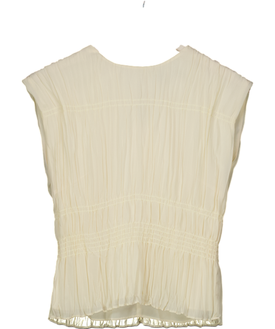 French Connection Cream Saylor Pleated Georgette Sleeveless Top UK 6