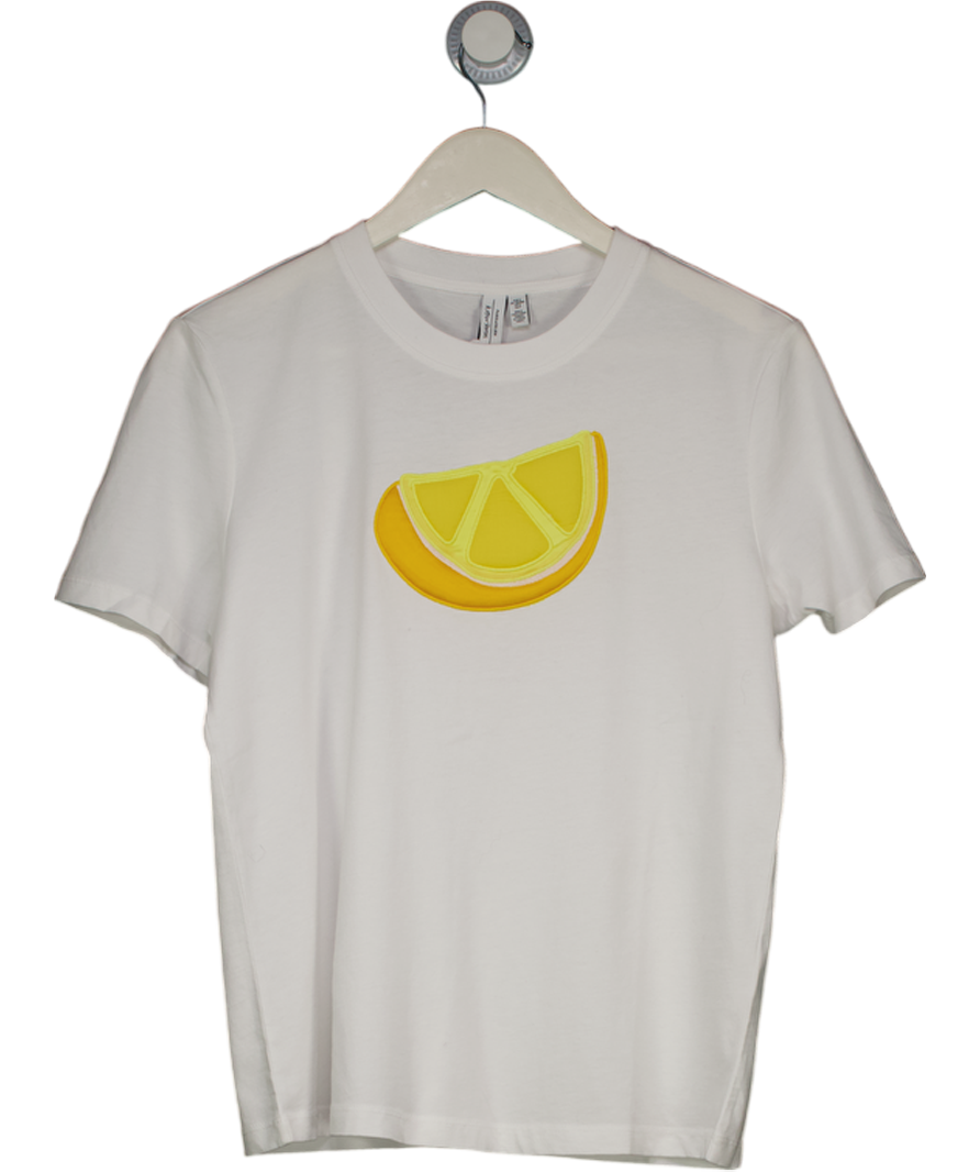 & Other Stories White Lemon Motif Crewneck T-shirt UK S