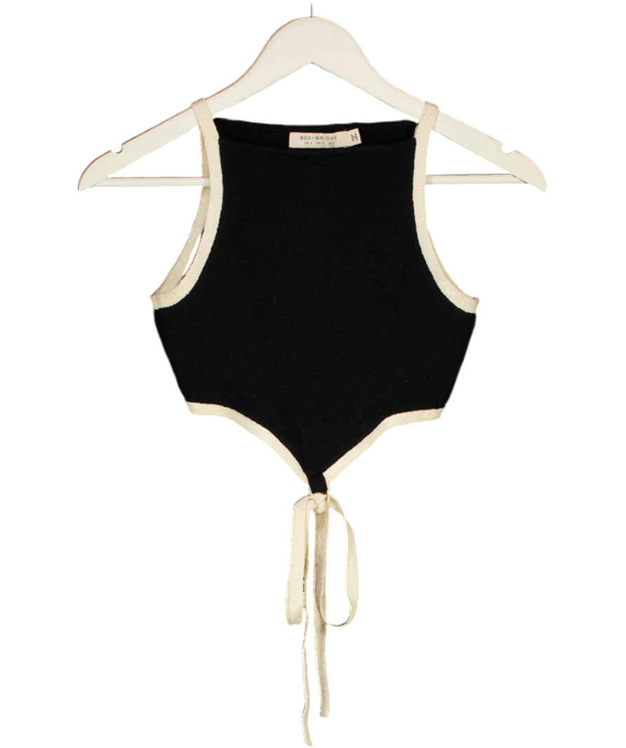 BEC + BRIDGE Black Contrast Trim Tie Back Knit Top UK 6