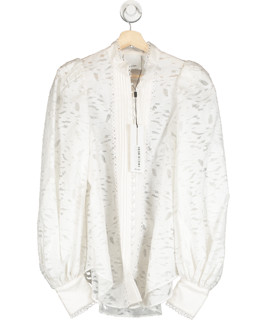 acler White Lace Puff Sleeve Bouse UK 6 - Reliked