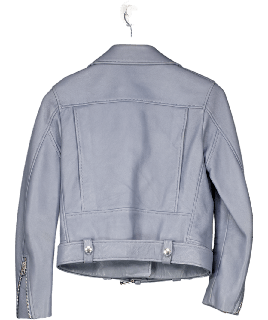 Acne Studios Dusty Blue Leather Biker Jacket UK 6 - Reliked