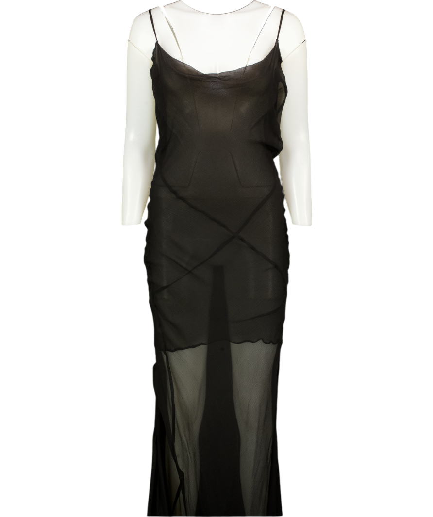 PARIS GEORGIA Sheer Black Maxi Dress UK S