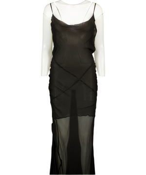 PARIS GEORGIA Sheer Black Maxi Dress UK S