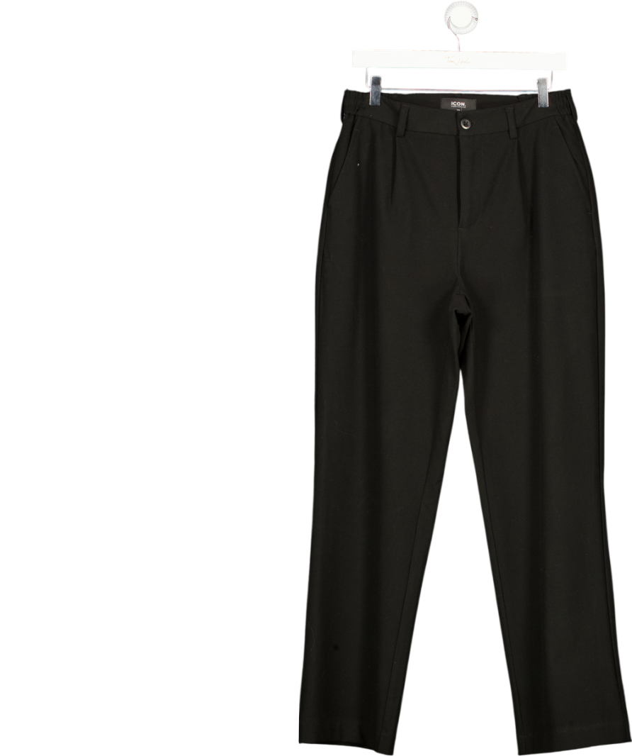 ICON Amsterdam Black Straight Leg Tailored Pleated Trouser W30